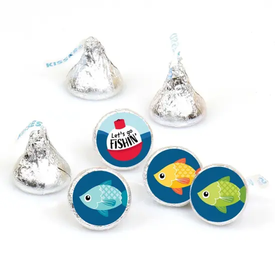 Big Dot of Happiness Let's Go Fishing - Fish Birthday Party or Baby Shower Round Candy Sticker Favors - Labels Fits Chocolate Candy (1 sheet of 108) {1}