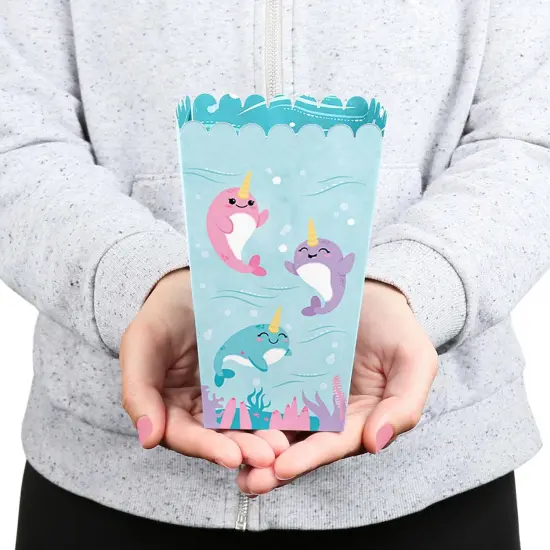 Big Dot of Happiness Narwhal Girl - Under The Sea Baby Shower or Birthday Party Favor Popcorn Treat Boxes - Set of 12 {6}