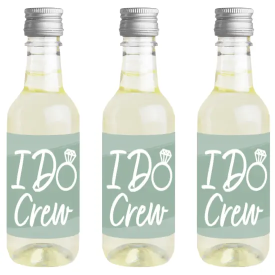 Big Dot of Happiness Sage Green Elegantly Simple - Mini Wine & Champagne Bottle Label Stickers - Wedding or Bridal Shower Guest Party Favor Gift 16 Ct {1}