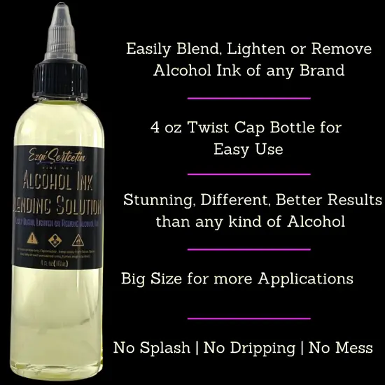 Premium Alcohol Ink Blending Solution|Alcohol Based Dye Paint Blending Mixing Solution to Lighten, Blend, Dilute, Re-Wet, Remove or Lift Ink |4 oz by volume | by Ezgi Sertcetin {2}
