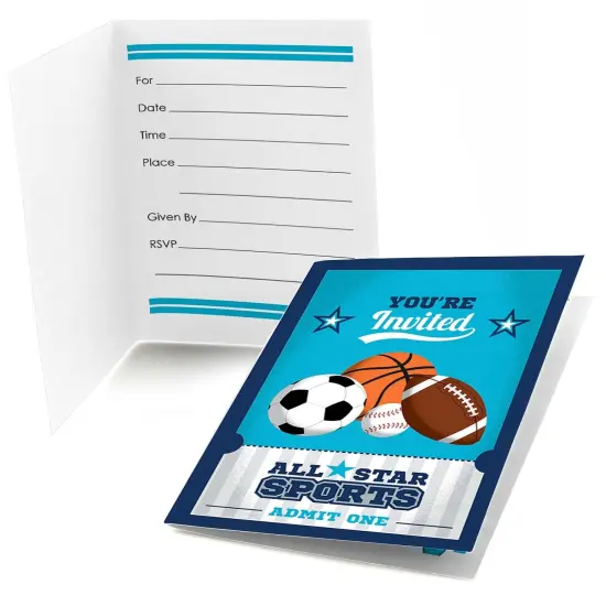 Big Dot of Happiness Go, Fight, Win - Sports - Fill In Baby Shower or Birthday Party Invitations (8 count) {1}