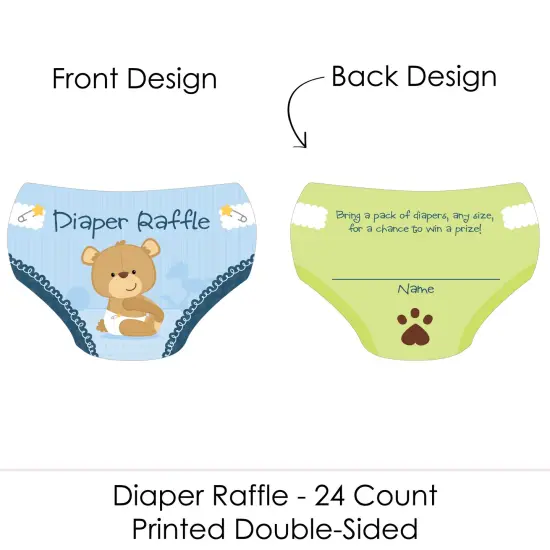 Big Dot of Happiness Baby Boy Teddy Bear - Diaper Shaped Raffle Ticket Inserts - Baby Shower Activities - Diaper Raffle Game - Set of 24 {3}