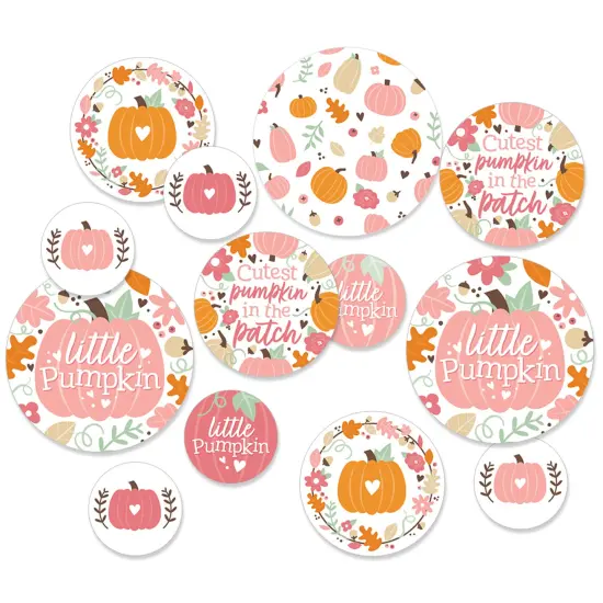 Big Dot of Happiness Girl Little Pumpkin - Fall Birthday Party or Baby Shower Giant Circle Confetti - Party Decorations - Large Confetti 27 Count {1}