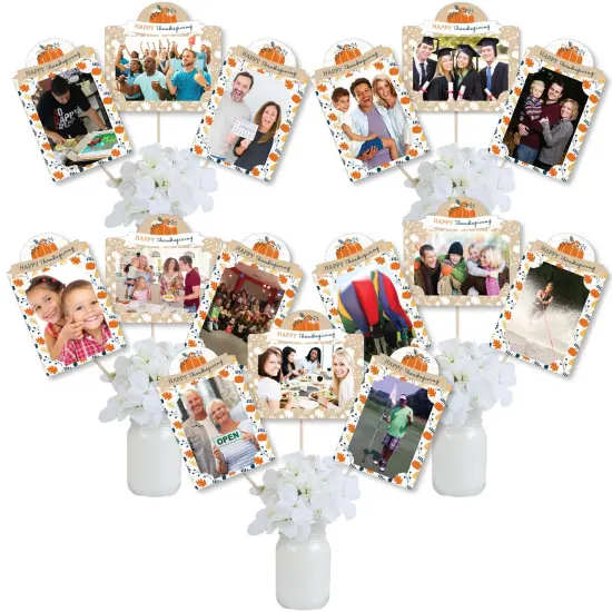 Big Dot of Happiness Happy Thanksgiving - Fall Harvest Party Picture Centerpiece Sticks - Photo Table Toppers - 15 Pieces {1}