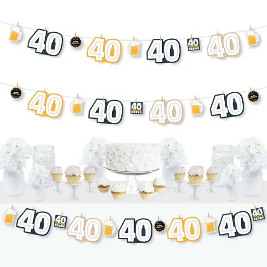 Big Dot of Happiness Cheers and Beers to 40 Years - 40th Birthday Party DIY Decorations - Clothespin Garland Banner - 44 Pieces {1}
