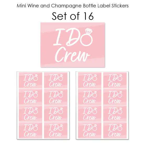 Big Dot of Happiness Pink Elegantly Simple - Mini Wine and Champagne Bottle Label Stickers - Wedding or Bridal Shower Guest Party Favor Gift 16 Ct {7}
