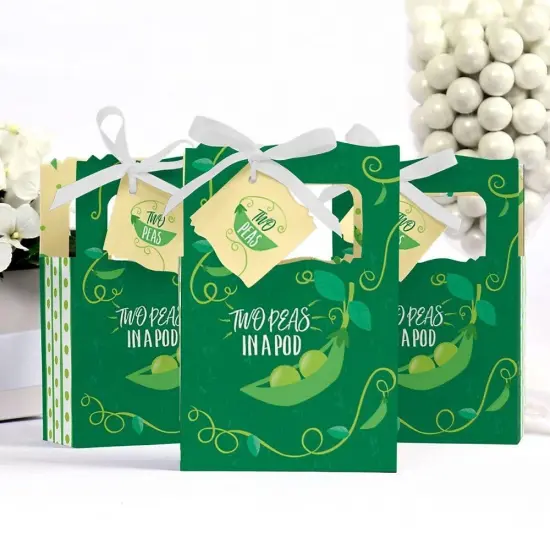 Big Dot of Happiness Double the Fun - Twins Two Peas in a Pod - Baby Shower or First Birthday Party Favor Boxes - Set of 12 {4}