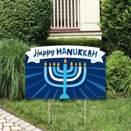 Big Dot of Happiness Hanukkah Menorah - Chanukah Holiday Party Yard Sign Lawn Decorations - Happy Hanukkah Party Yardy Sign {1}
