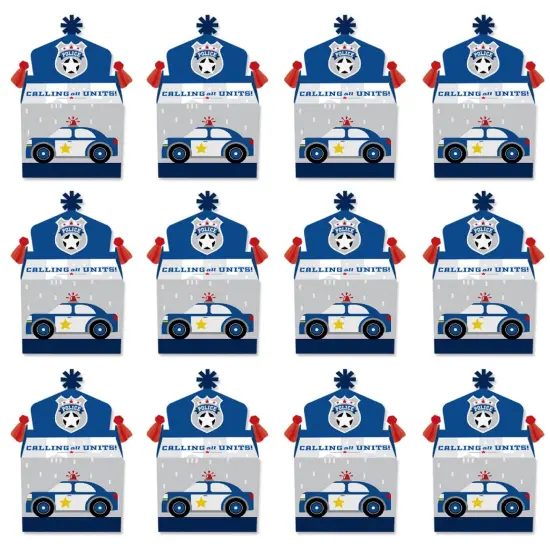 Big Dot of Happiness Calling All Units - Police - Treat Box Party Favors - Cop Birthday Party or Baby Shower Goodie Gable Boxes - Set of 12 {6}