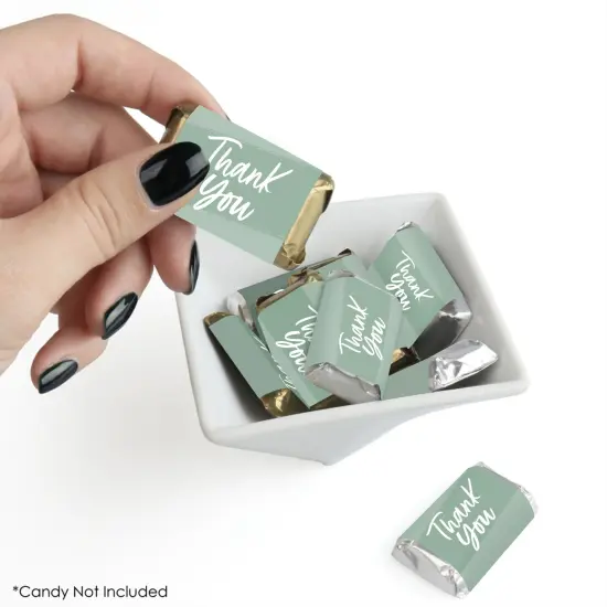 Big Dot of Happiness Sage Green Elegantly Simple - Mini Candy Bar Wrapper Stickers Party Small Favors 40 Ct {3}