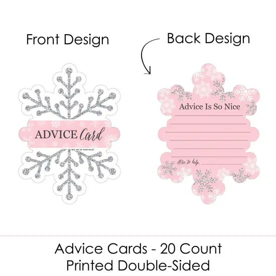 Big Dot of Happiness Pink Winter Wonderland - Wish Card Holiday Snowflake Birthday Party Baby Shower Activities - Shaped Advice Cards Game - Set of 20 {4}