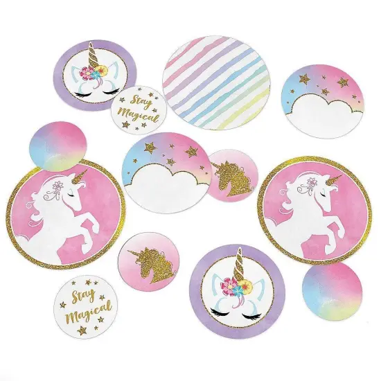 Big Dot of Happiness Rainbow Unicorn - Magical Unicorn Baby Shower or Birthday Party Giant Circle Confetti - Party D&eacute;cor - Large Confetti 27 Count {1}