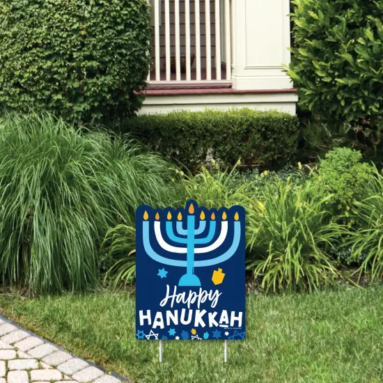 Big Dot of Happiness Hanukkah Menorah - Outdoor Lawn Sign - Chanukah Holiday Party Yard Sign - 1 Piece {1}