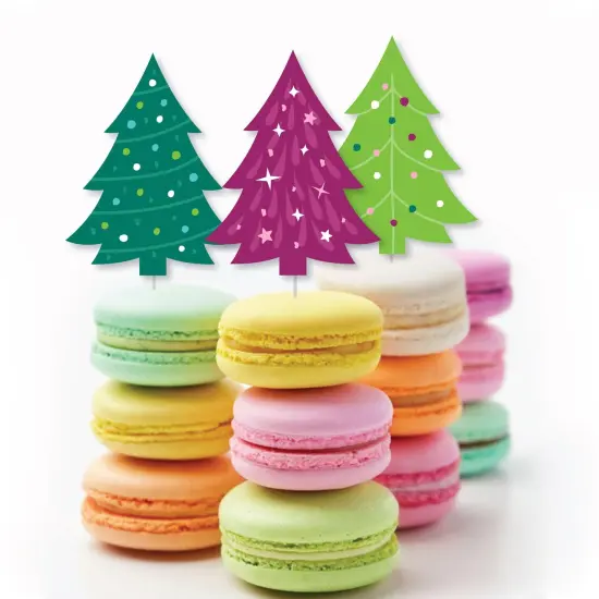 Big Dot of Happiness Merry and Bright Trees - DIY Shaped Colorful Whimsical Christmas Party Cut-Outs - 24 Count {4}