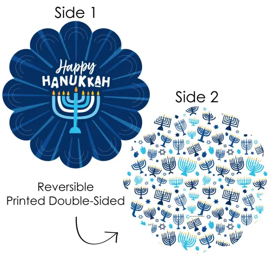 Big Dot of Happiness Hanukkah Menorah - Chanukah Holiday Party Round Table Decorations - Paper Chargers - Place Setting For 12 {4}