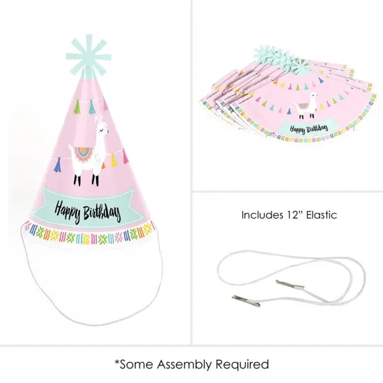 Big Dot of Happiness Whole Llama Fun - Cone Happy Birthday Party Hats for Kids and Adults - Set of 8 (Standard Size) {6}