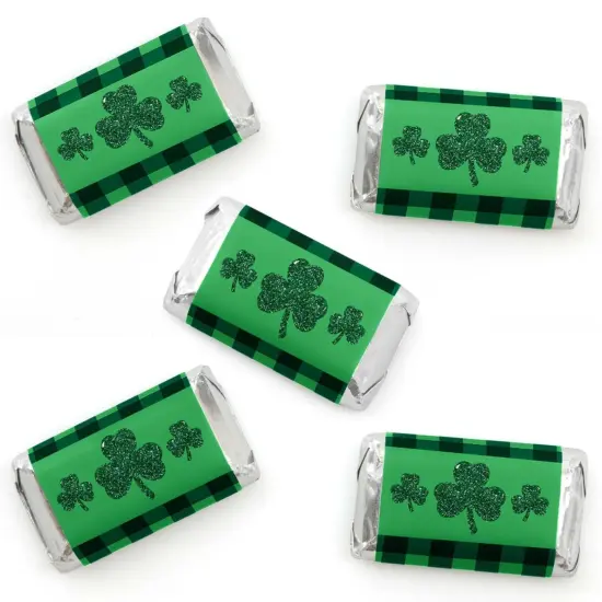 Big Dot of Happiness St. Patrick's Day - Mini Candy Bar Wrapper Stickers - Saint Paddy's Day Party Small Favors - 40 Count {1}