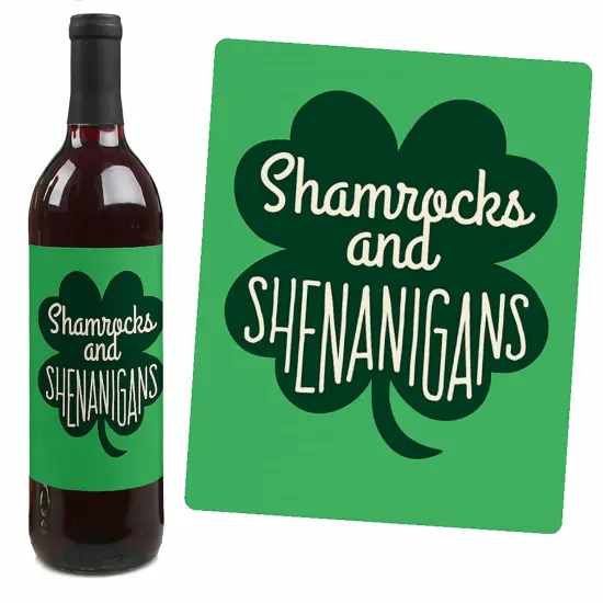 Big Dot of Happiness St. Patrick's Day - Saint Paddy's Day Decorations for Women and Men - Wine Bottle Label Stickers - Set of 4 {4}