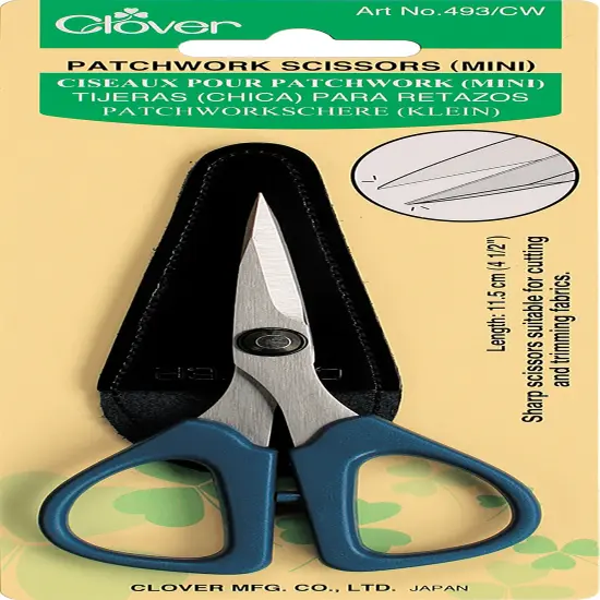 Clover Patchwork Scissors - Mini-4.5" W/Sheath Cover {1}