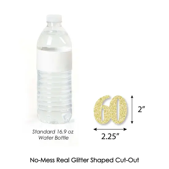 Big Dot of Happiness Gold Glitter 60 Party Straws - No-Mess Real Gold Glitter Cut-Out Numbers & Decorative 60th Birthday Party Paper Straws - 24 Ct {7}