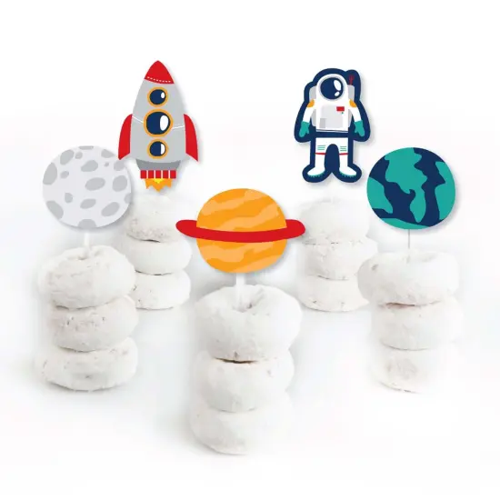 Big Dot of Happiness Blast Off to Outer Space - Dessert Cupcake Toppers - Rocket Ship Baby Shower or Birthday Party Clear Treat Picks - Set of 24 {3}
