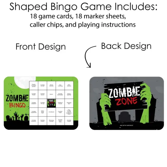 Big Dot of Happiness Zombie Zone - Bar Bingo Cards and Markers - Halloween or Birthday Zombie Crawl Party Bingo Game - Set of 18 {4}