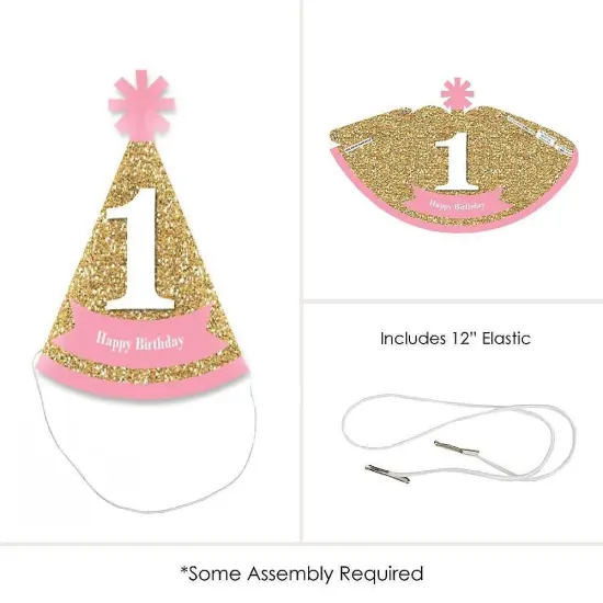 Big Dot of Happiness 1st Birthday Girl - Fun To Be One - Mini Cone First Birthday Party Hats - Small Little Party Hats - Set of 8 {4}