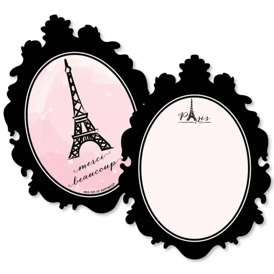 Big Dot of Happiness Paris, Ooh La La - Shaped Thank You Cards - Paris Themed Baby Shower or Birthday Party Thank You Cards with Envelopes - Set of 12 {1}