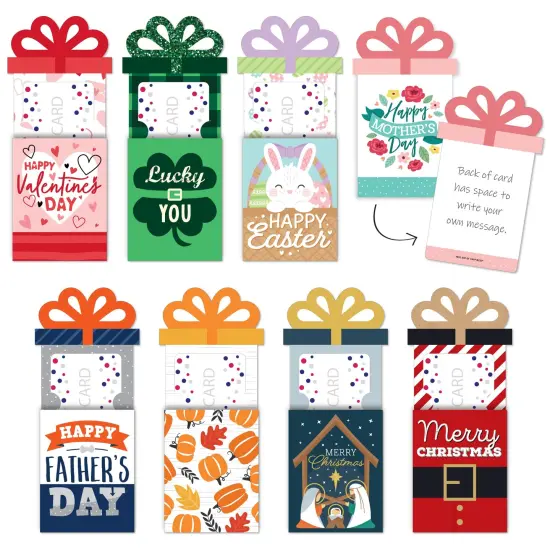Big Dot of Happiness Assorted Seasonal Cards - All Holiday Assortment Money and Gift Card Sleeves - Nifty Gifty Card Holders - Set of 8 {1}