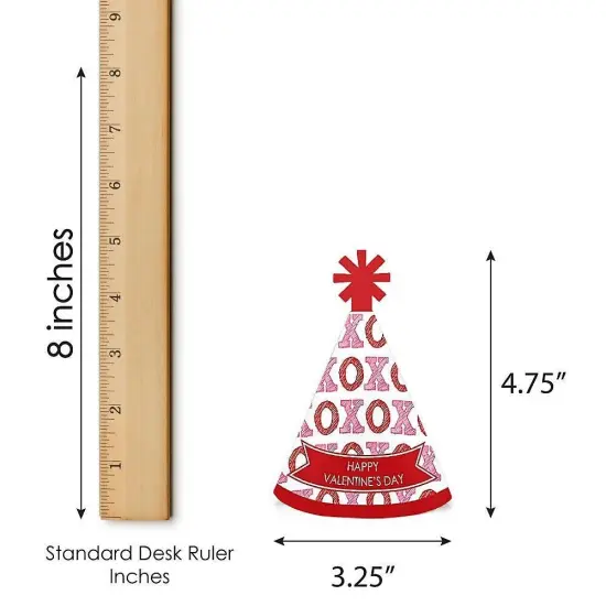 Big Dot of Happiness Conversation Hearts - Mini Cone Valentine's Day Party Hats - Small Little Party Hats - Set of 8 {6}