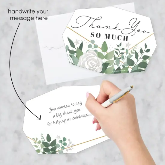 Big Dot of Happiness Boho Botanical - Shaped Thank You Cards - Greenery Party Thank You Note Cards with Envelopes - Set of 12 {3}