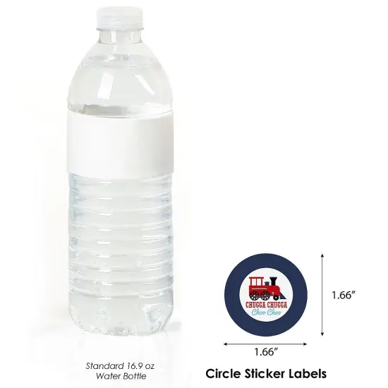 Big Dot of Happiness Railroad Party Crossing - Steam Train Birthday Party or Baby Shower Circle Sticker Labels - 24 Count {4}