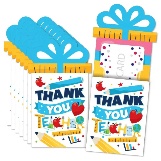 Big Dot of Happiness Thank You Teachers - Teacher Appreciation Money and Gift Card Sleeves - Nifty Gifty Card Holders - Set of 8 {1}