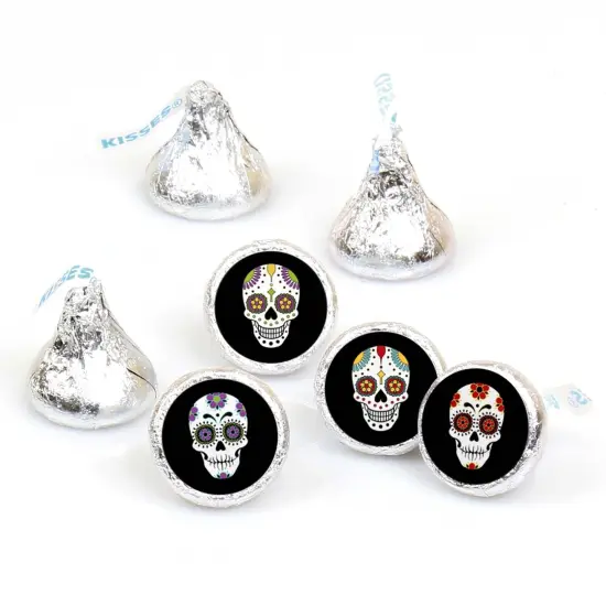 Big Dot of Happiness Day of the Dead - Sugar Skull Party Round Candy Sticker Favors - Labels Fits Chocolate Candy (1 Sheet of 108) {1}