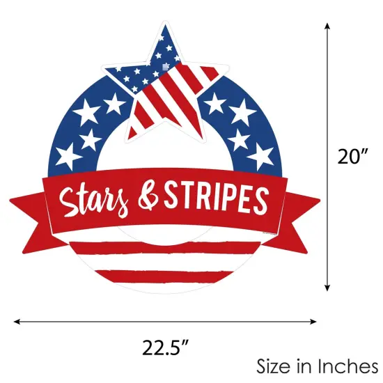 Big Dot of Happiness Stars & Stripes - Outdoor Memorial Day, 4th of July and Labor Day Patriotic Party Decor - Front Door Wreath {6}