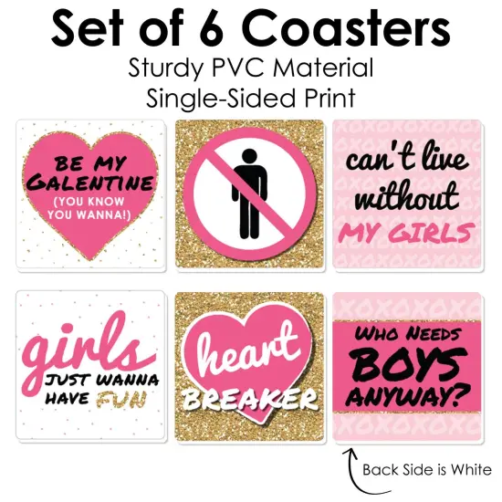 Big Dot of Happiness Be My Galentine - Funny Galentine's & Valentine's Day Party Decorations - Drink Coasters - Set of 6 {6}