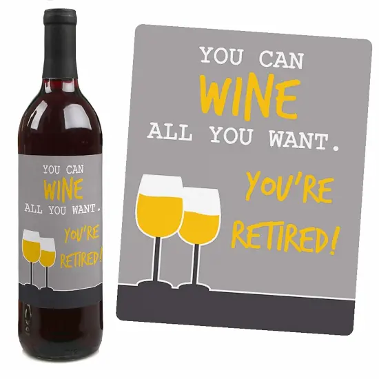 Big Dot of Happiness Retirement Party - Gifts for Women and Men - Wine Bottle Label Stickers - Set of 4 {4}
