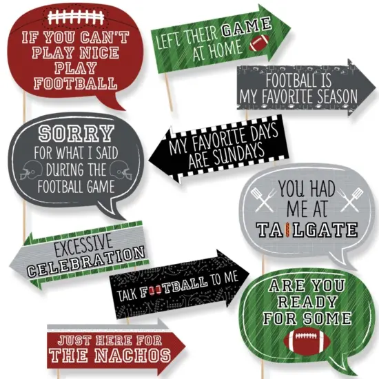 Big Dot of Happiness Funny End Zone - Football - Tailgating Party Photo Booth Props Kit - 10 Piece {1}
