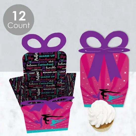 Big Dot of Happiness Tumble, Flip and Twirl - Gymnastics - Square Favor Gift Boxes - Birthday Party or Gymnast Party Bow Boxes - Set of 12 {4}