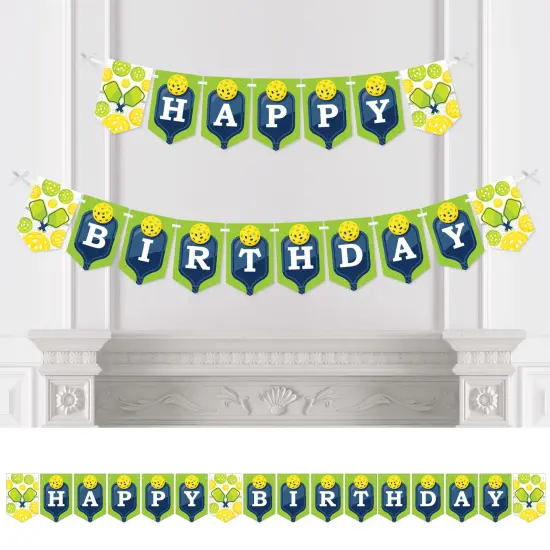 Big Dot of Happiness Let&rsquo;s Rally - Pickleball - Birthday Party Bunting Banner - Party Decorations - Happy Birthday {1}