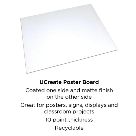 Poster Board, White 10pt., 22" x 28", 50 Sheets {3}
