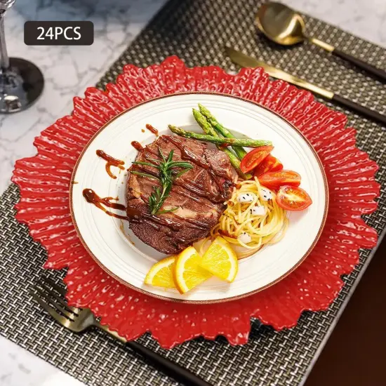 12.6" Large Round Plastic Charger Plates for Table {6}