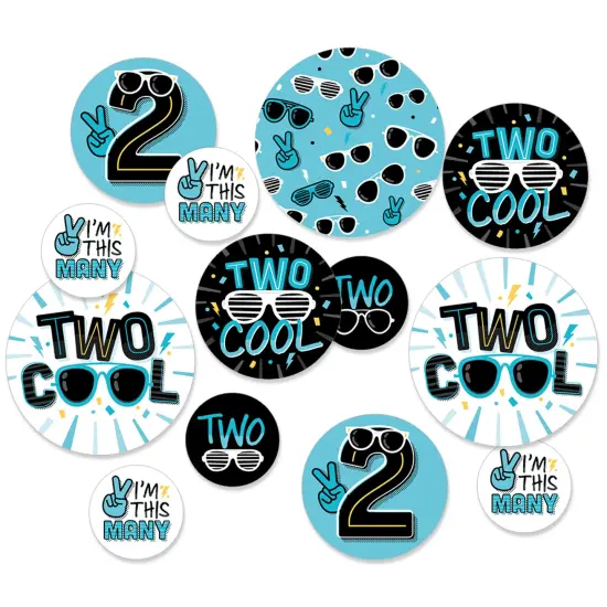 Big Dot of Happiness Two Cool - Boy - Blue 2nd Birthday Party Giant Circle Confetti - Party Decorations - Large Confetti 27 Count {1}