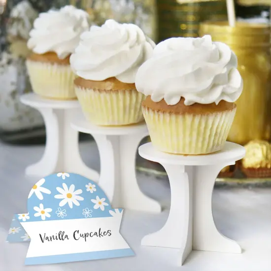 Big Dot of Happiness Blue Daisy Flowers - Floral Party Tent Buffet Card - Table Setting Name Place Cards - Set of 24 {6}