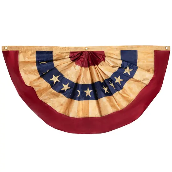 Northlight Tea-Stained Pleated USA Patriotic Bunting Flag - 48" x 24" Red {1}