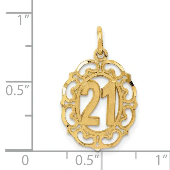14K Gold #21 in Oval Pendant Jewelry FindingKing {3}
