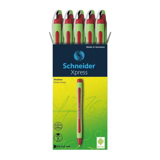 Xpress Fineliner Pen, Fiber Tip, 0.8 mm, Red, Pack of 10 {3}