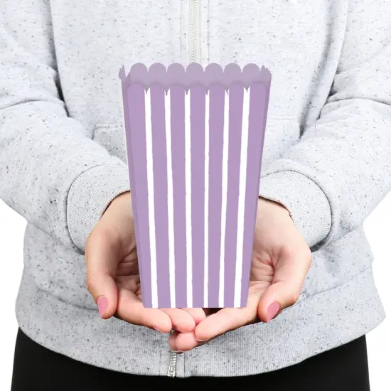 Big Dot of Happiness Purple Stripes - Simple Party Favor Popcorn Treat Boxes - Set of 12 {6}