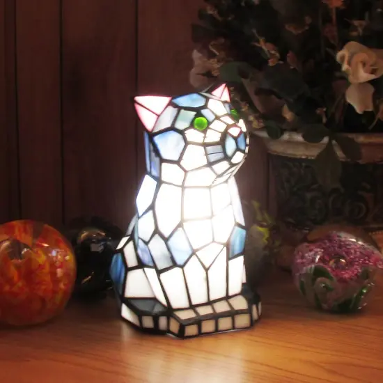 Kitty Tiffany Stained Glass Lamp Base - Perfect for a Living Room, Bedroom, Office, & More {1}