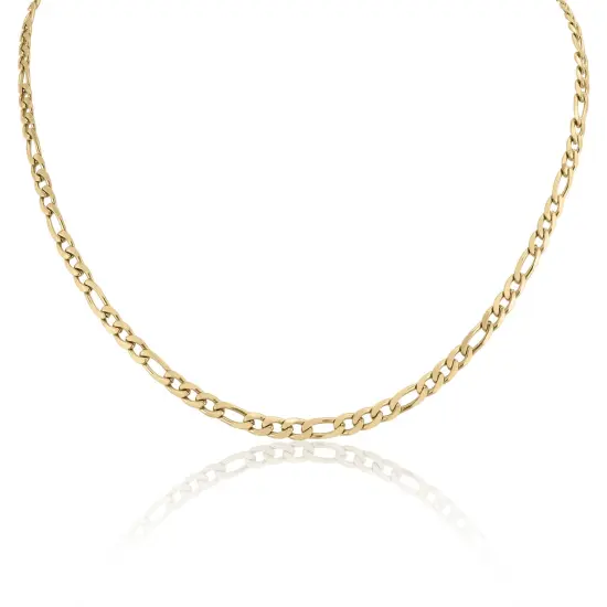 Stainless Steel 18K Gold PVD Coated Figaro Chain Necklace {4}
